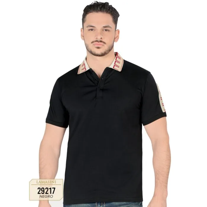 Playera Lamasini Lisa Diseño En Cuello Negra 29217
