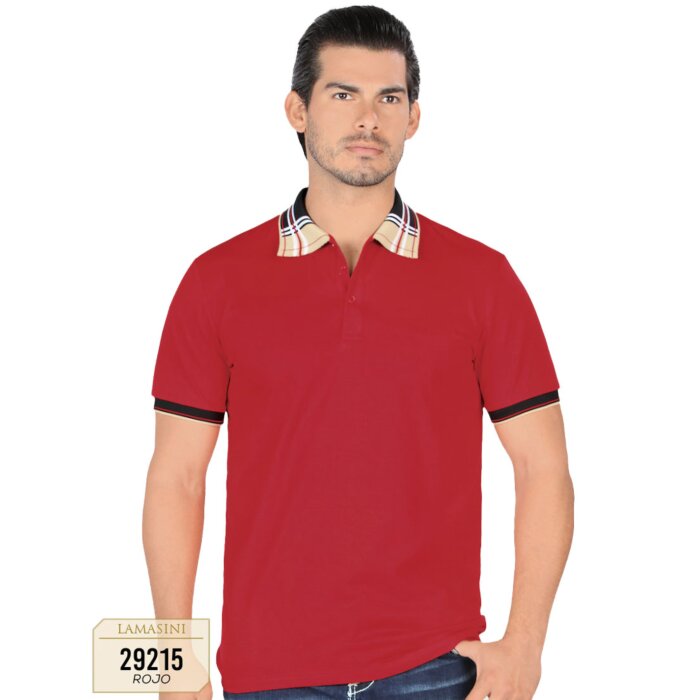 Playera Lisa Diseño En Cuello Roja Lamasini 29215