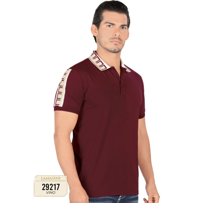 Playera Lamasini Lisa Con Diseño En Cuello y Mangas Color Vino 29217