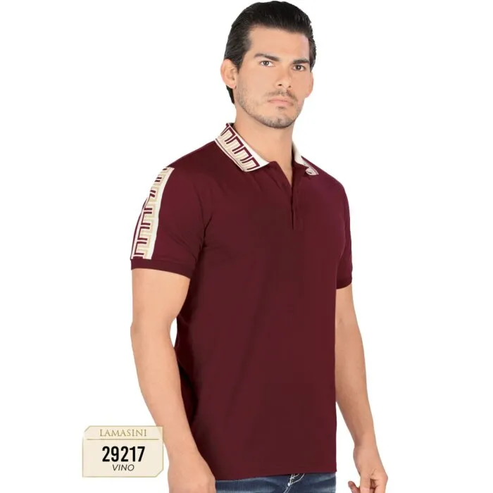 Playera Lamasini Lisa Con Diseño En Cuello y Mangas Color Vino 29217