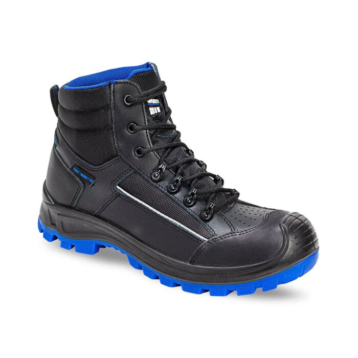 Botines Ferrato Work Puntera Policarbonato Color Negro Con Azul