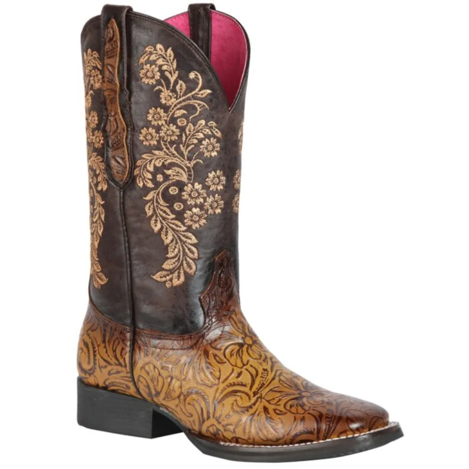 Bota Rodeo Piel Grabada Color Orix Para Mujer El General 44634