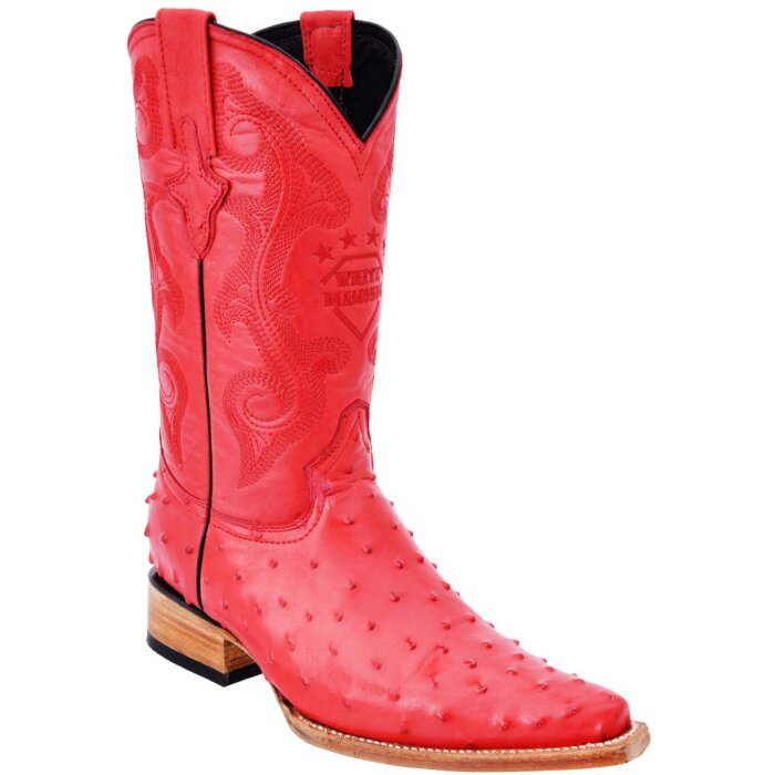 Red Ostrich Print Cowboy Boots 3X WD 11-118