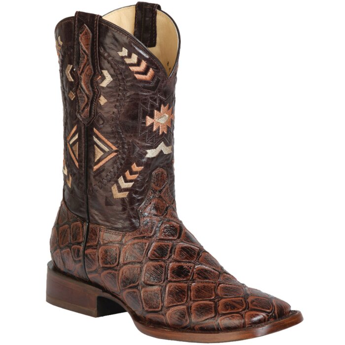 Botas Rodeo Imitación Monster Fish Del Amazonas 51246 Color Café