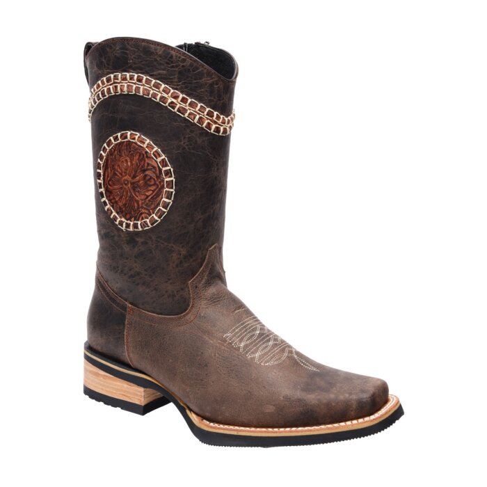 Botas Rodeo Con Tejido En Tubo Color Café WD 11-320