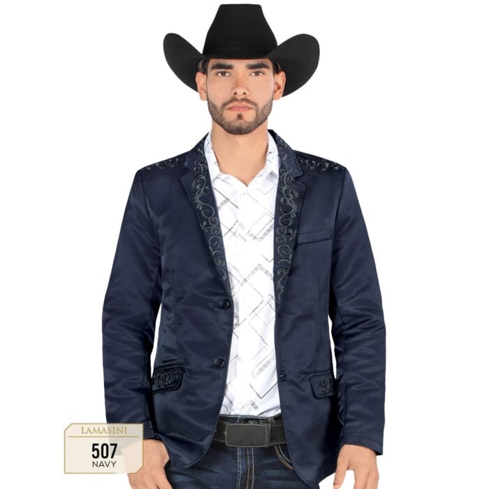 Saco Solapa Bordada Color Navy Lamasini 507