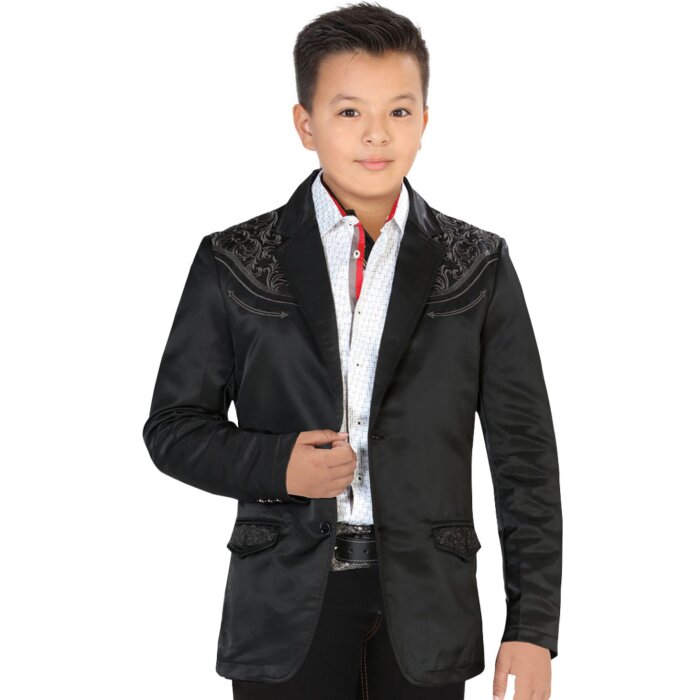 Saco Color Negro Bordado Para Niño Lamasini 504