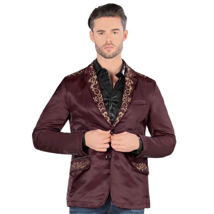 Saco Solapa Bordada Color Vino Lamasini 507