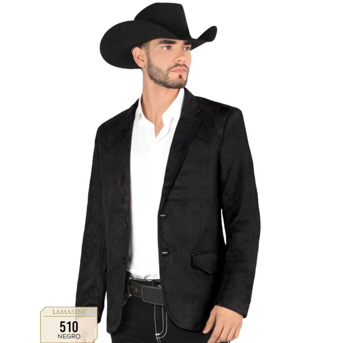 Saco Fino Negro De Gamuza Lamasini 510