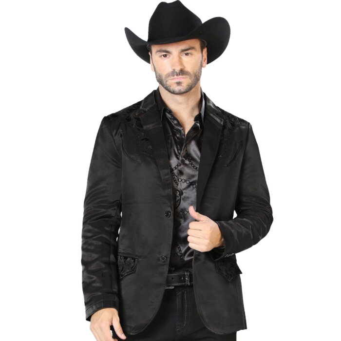 Saco Fino Lamasini 505 Negro Bordado Negro