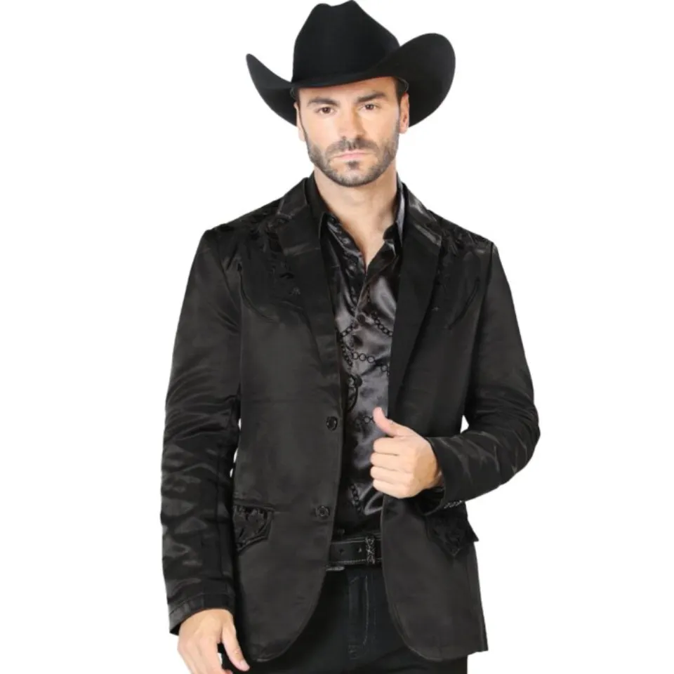 Saco Fino Lamasini 505 Negro Bordado Negro