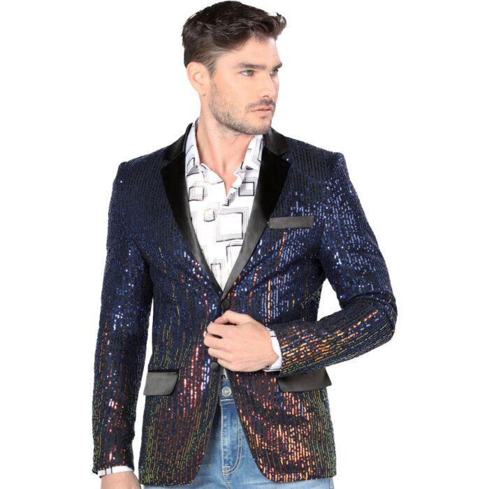 Saco Fino Multicolor Metálico Para Hombre Azul Rey