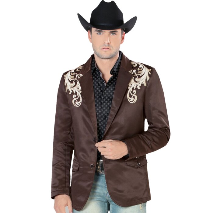 Saco Bordado Para Hombre Moda Montero Color Café 2173