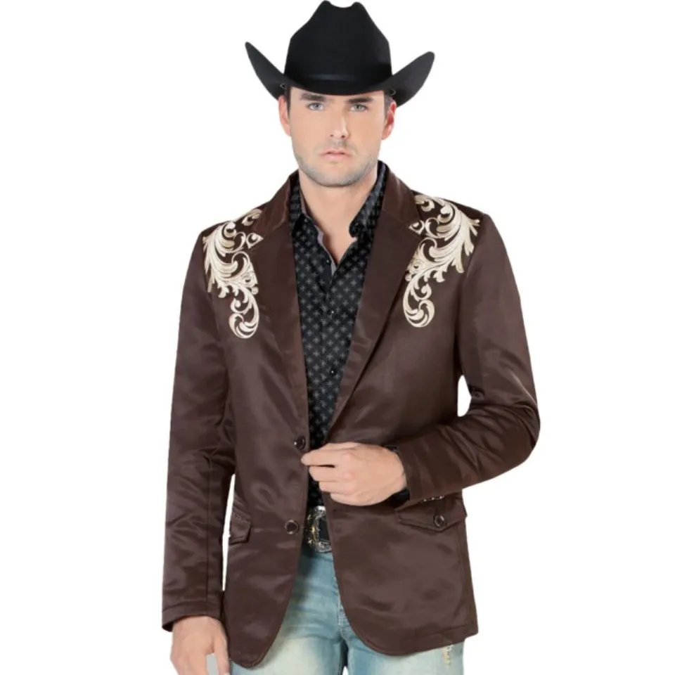 Saco Bordado Para Hombre Moda Montero Color Café 2173
