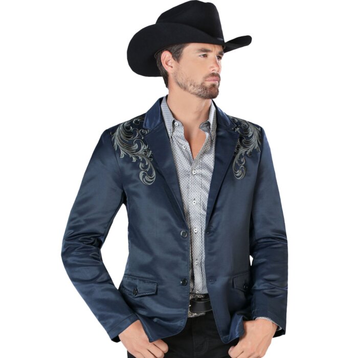 Saco Bordado Para Hombre Moda Montero Color Navy 2173