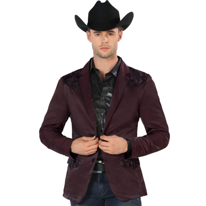 Saco Para Hombre Vino Moda Montero Bordado 2178