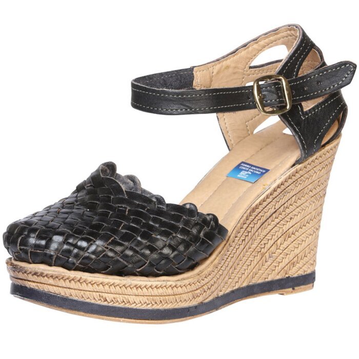 Huarache Artesanal De Piel 601928 Color Negro