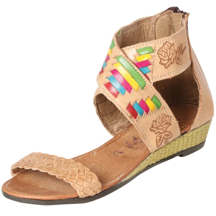 Sandalia Artesanal De Mujer 602948 Tan-Multicolor
