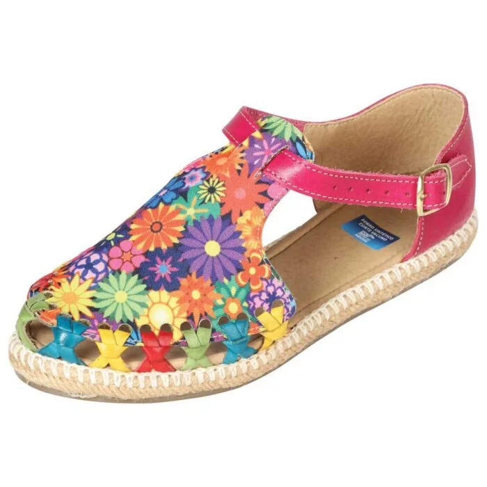 Huaraches Artesanales Para Mujer Matiz 603279 Fuchsia-Multicolor