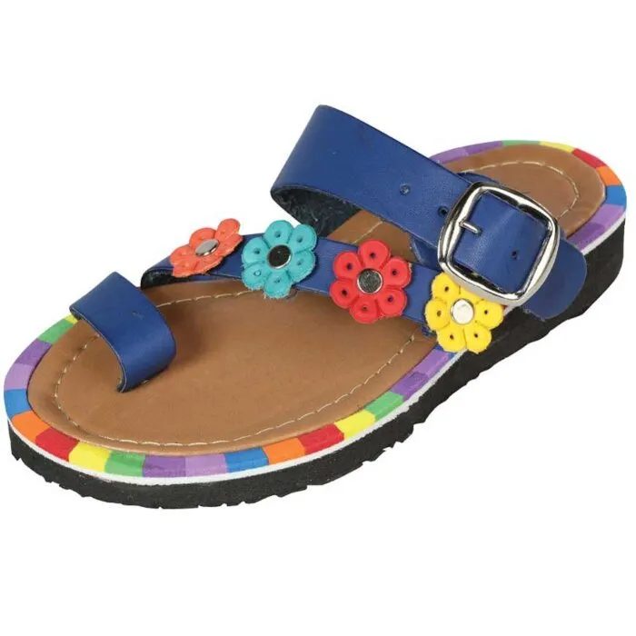 Sandalia Artesanal Para Niña 60338 Azul-Multicolor