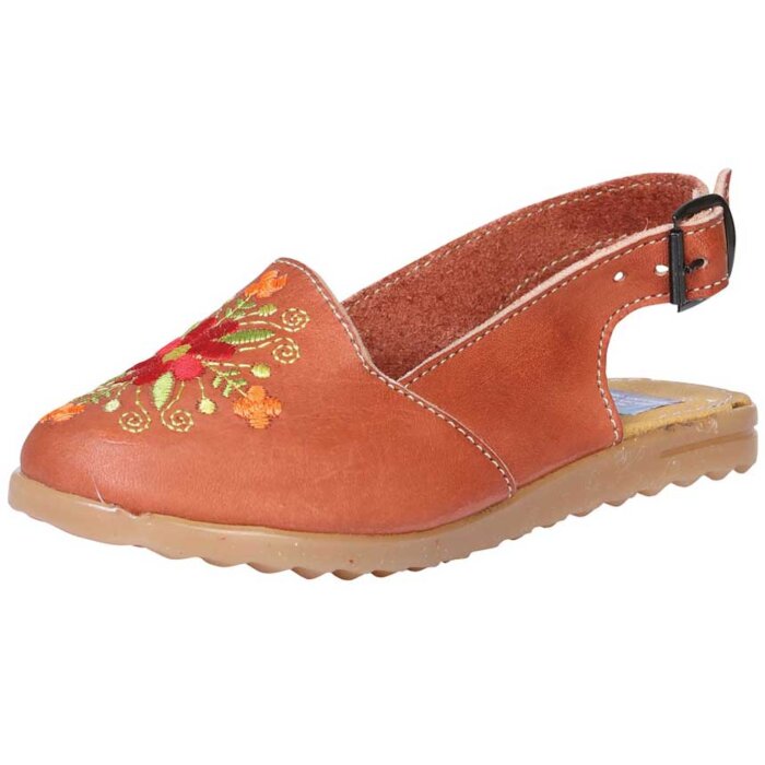 Sandalia Artesanal Juvenil Diseño Floral 602372 Color Natural