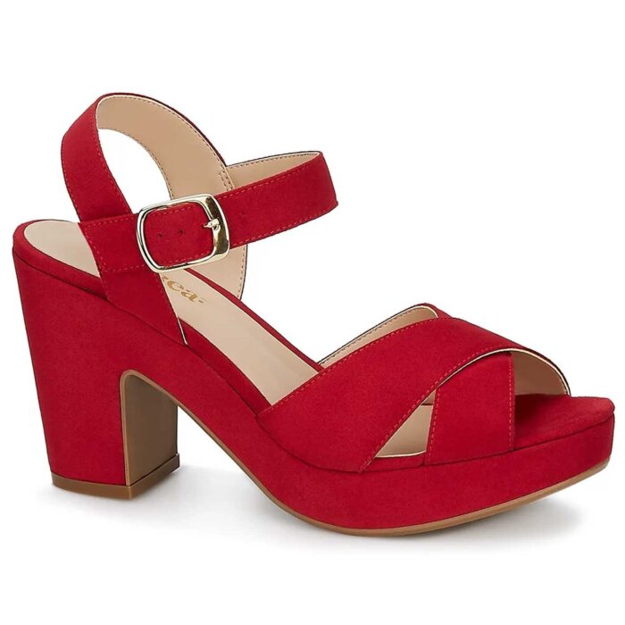 Zapato Para Mujer Abierto De Plataforma Andrea 64867 Color Rojo