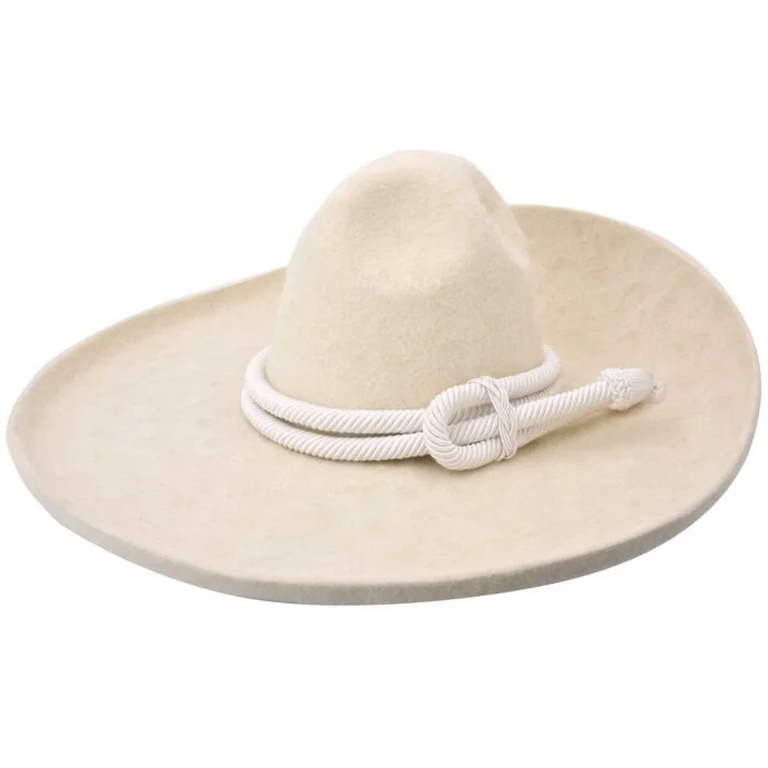 Sombrero Charro Pelo De Conejo Beige Amarra WD 11-765