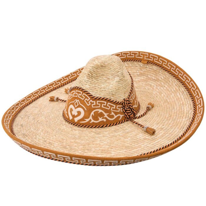 Sombrero Charro De Paja Para Niño White Diamonds 10-849 Grecas Natural/Beige