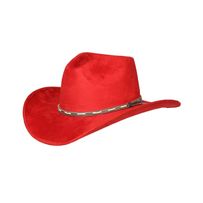 Sombrero Vaquero Rojo Copa Alta Gamuza 44251