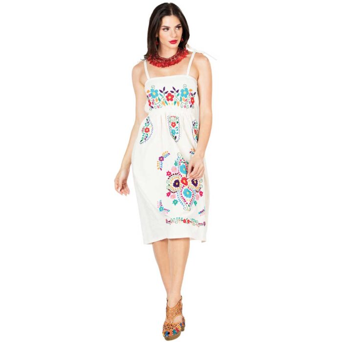 Vestido Bordado Artesanal 603075 Color Beige
