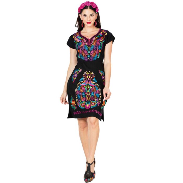 Vestido Bordado Artesanal 603093 Color Negro Look