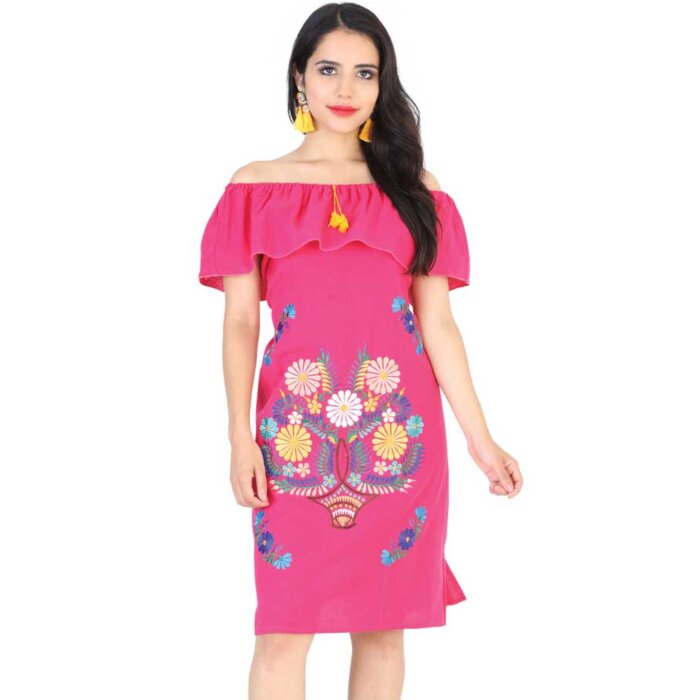 Vestido Artesanal Juvenil 601961 Color Fuchsia