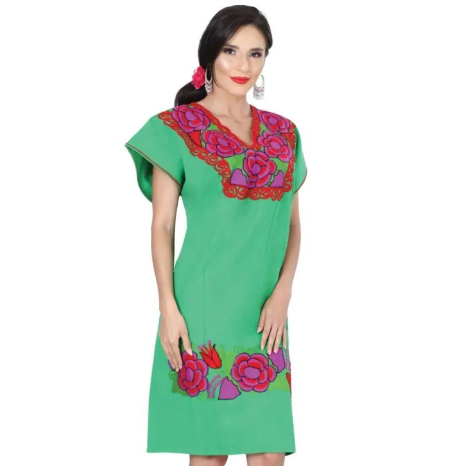 Vestido Zinacantán Mexicano Típico Chiapas 601289 Verde