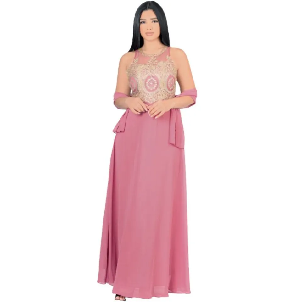 Vestido Largo De Fiesta Color Malva Lamasini 5753