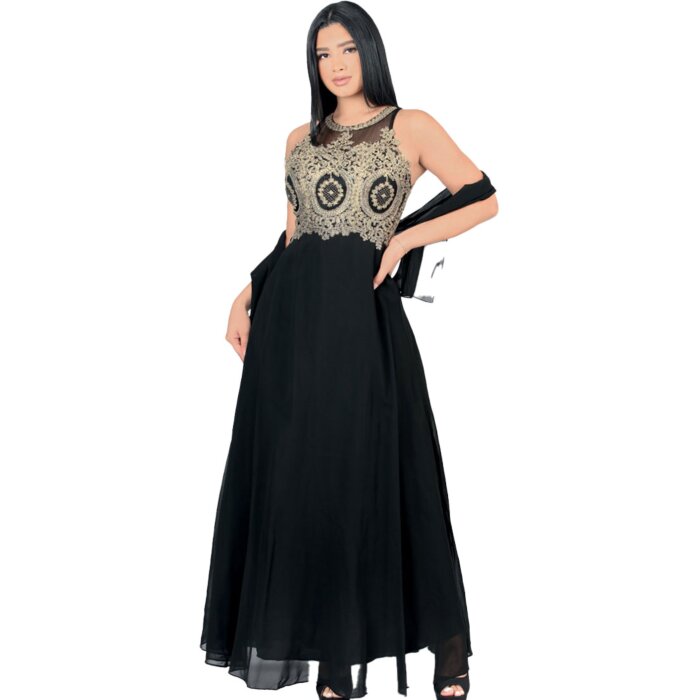 Vestido Largo De Fiesta Color Negro Lamasini 5753