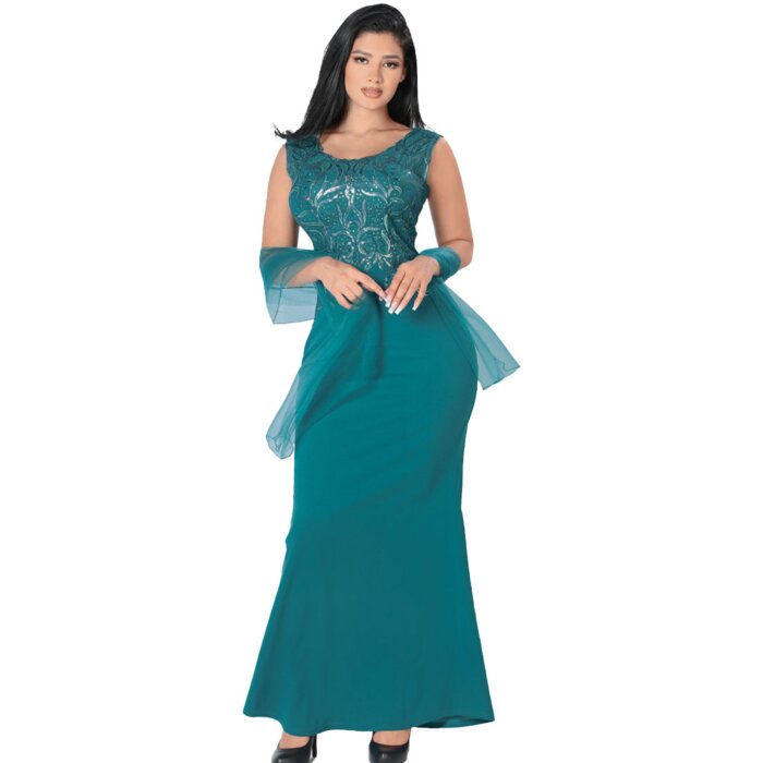 Vestido Largo Elegante Lamasini 5704 Color Jade