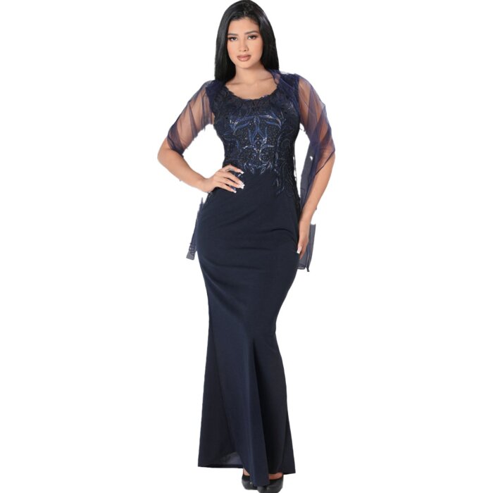 Vestido Largo Elegante Lamasini 5704 Navy