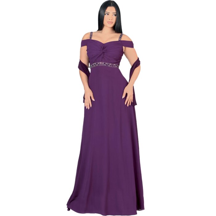 Vestido Morado De Gala Largo Lamasini 5781