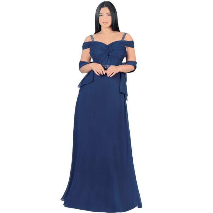 Vestido Color Azul Marino De Gala Largo Lamasini 5781