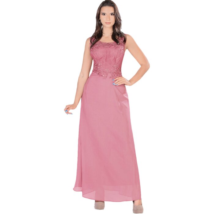 Vestido Largo Rosa De Fiesta Danesi 7794