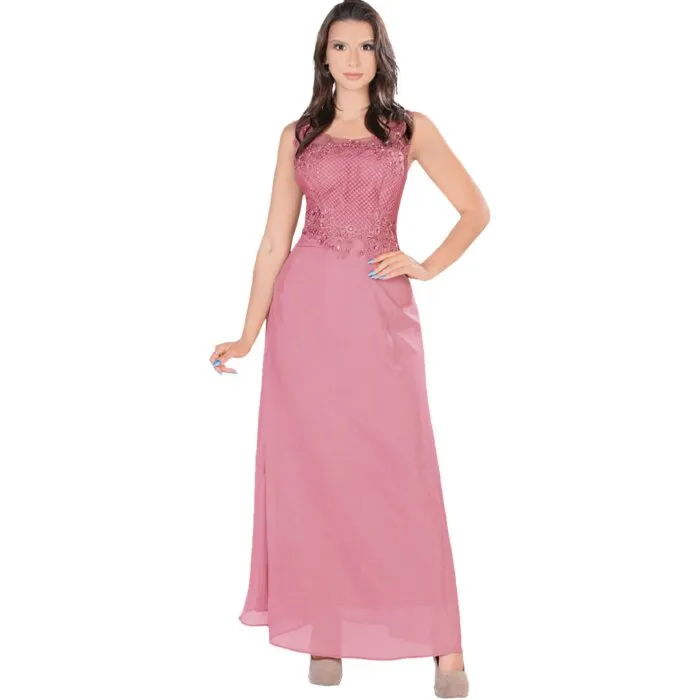 Vestido Largo Rosa De Fiesta Danesi 7794