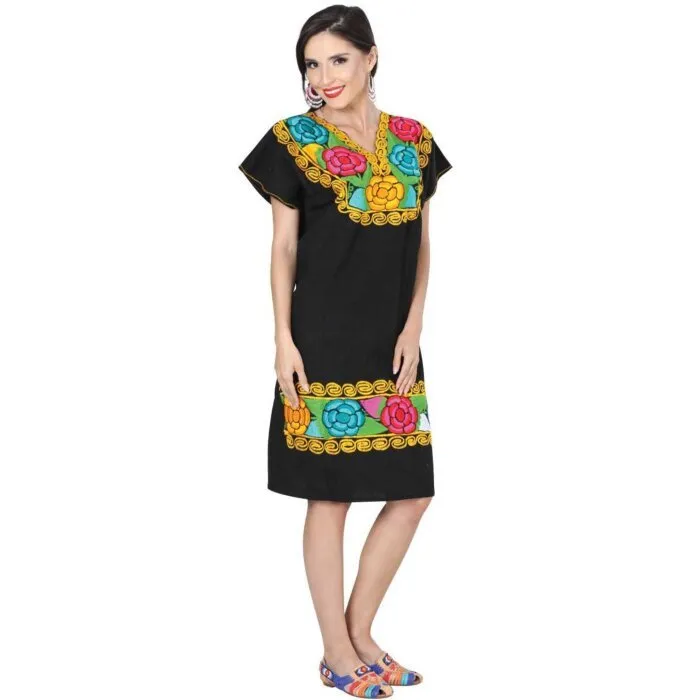 Vestido Zinacantán Mexicano Típico Chiapas 601290 Negro