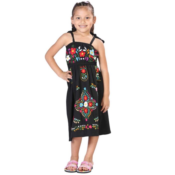 Vestido Bordado Artesanal Para Niña 603077 Negro