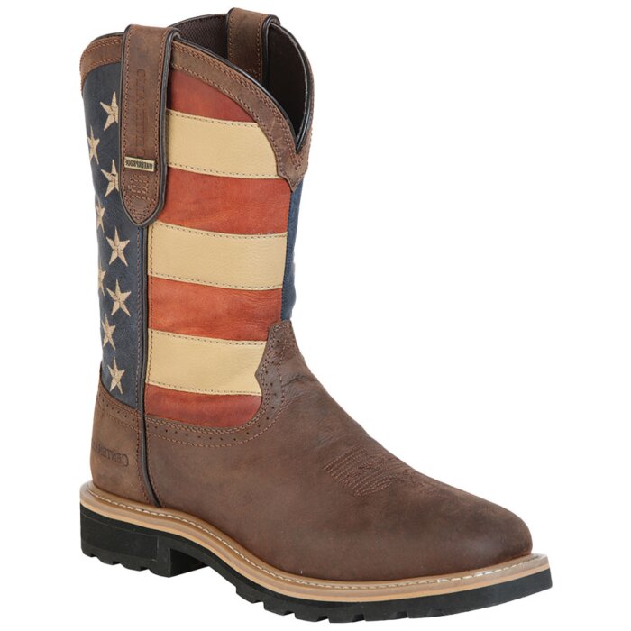 Bota Waterproof Para Trabajo Buff Color Café Barras Y Estrellas