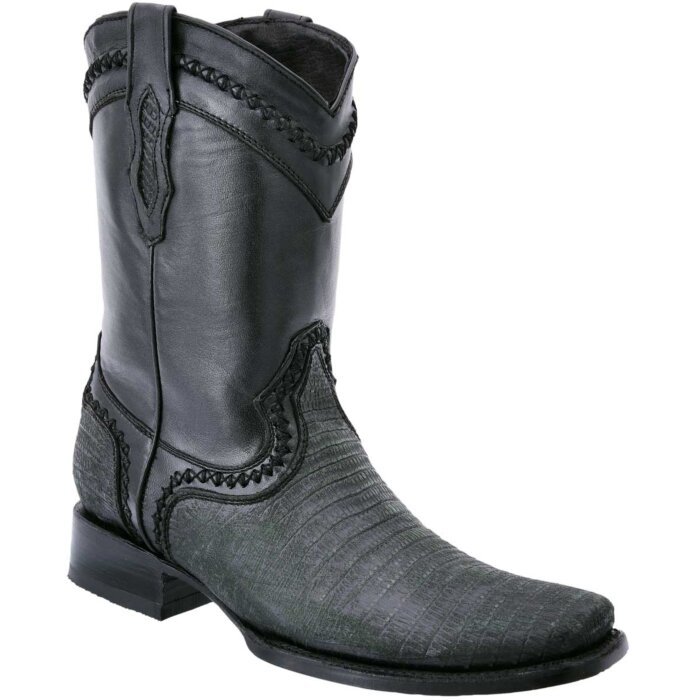 Bota Casual White Diamonds Boots 013, Grabado Lizard, hechas a mano, suela de cuero.