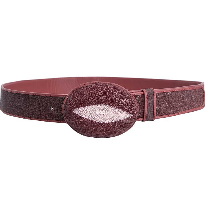 Cinto Vaquero Mantarraya Perla Sencilla Color Vino WD 1447