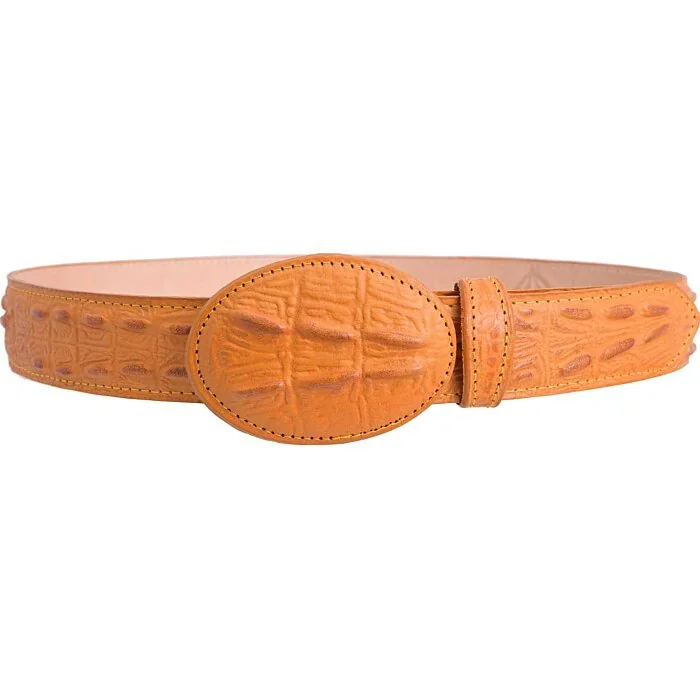 Cinto Vaquero Grabado Cocodrilo WD 11-1489 Color Mantequilla