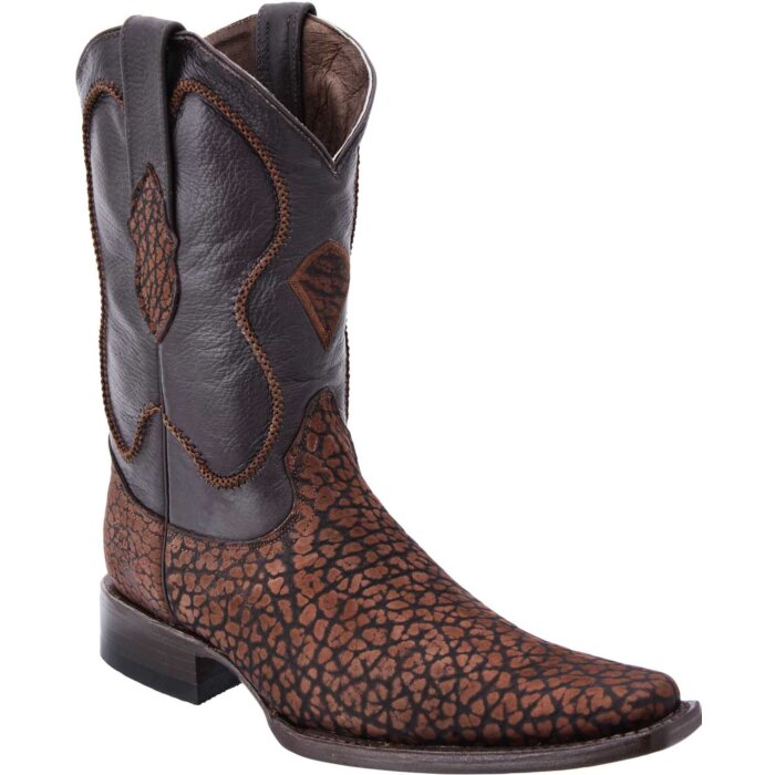 Bull Neck Cowboy Boots White Diamonds Boots 10-091 Brown Color