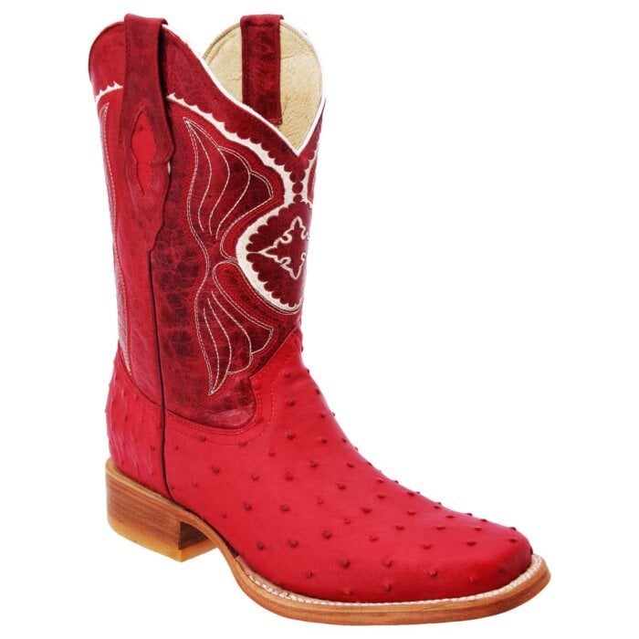 Botas Rodeo Piel De Avestruz Clón Roja WD 11-304
