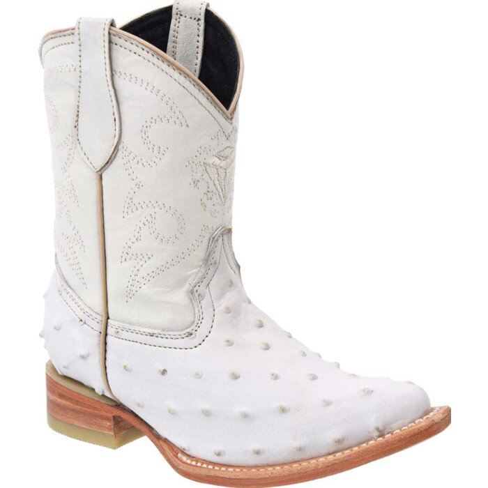 Botas Vaqueras De Niño Imitación Avestruz Color Hueso WD 11-371